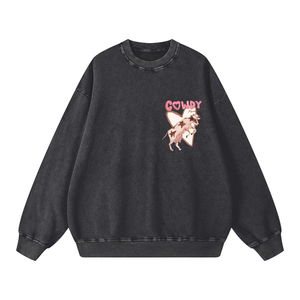 Maku -Cowdy Acid Wash Crew  - black